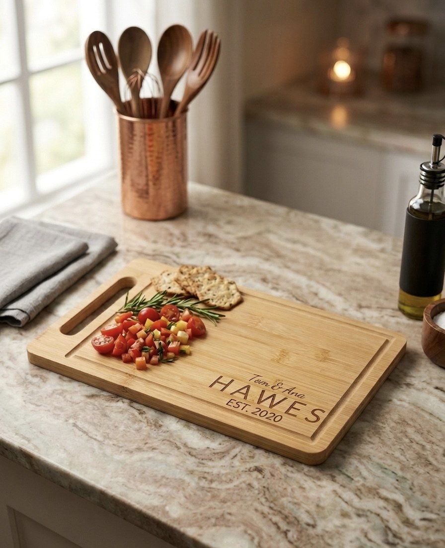 Script the lasts bamboo cutting board